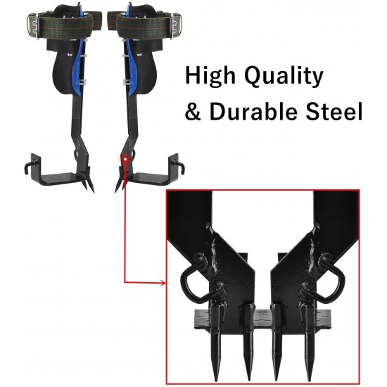 MotorFansClub Tree Climbing Tool Tree Climbing Spike Set (2 Gears) with Safety Harness Belt Fit for Compatible with Mountaineering Tree Climbing Indoor Climbing Rock Climbing