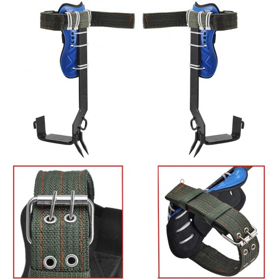 MotorFansClub Tree Climbing Tool Tree Climbing Spike Set (2 Gears) with Safety Harness Belt Fit for Compatible with Mountaineering Tree Climbing Indoor Climbing Rock Climbing