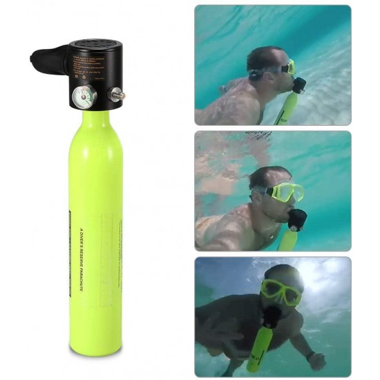 Explopur Scuba Oxygen Cylinder 0.5L(5-10 Minutes Stay Underwater) - Diving Air Tank Scuba Regulator Diving Respirator with Gauge Snorkeling Breathing Equipment