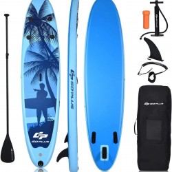 Goplus Inflatable Stand Up Paddle Board, 6.5” Thick SUP with Premium Accessories and Carry Bag, Wide Stance, Bottom Fin for Paddling, Surf Control, Non-Slip Deck, for Youth and Adult