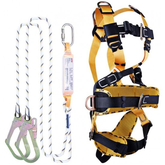 xgfqb Climbing Harness, 5 Point Safety Fall Arrest Harness, Rappelling Equip, with D-Rings Buffer Rope, Mountaineering Outward Band, Expanding Training, Caving Rock Climbing, Universal