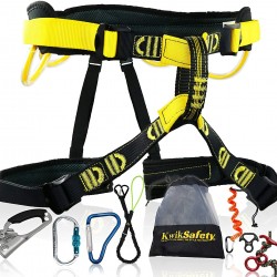 KwikSafety Mandrill Harness 1 PC, 2 Pack, Combo Pack, Bundle, KIT Climbing Harness, Ascenders, Descenders, Pulleys, Carabiners, Tool Lanyards, Fall Protection Climbing Gear for Outdoor