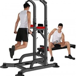 Power Tower with Bench,Strength Training Dip Stands,Pull Up & Dip Station Bar for Home Gym Strength Training,Dip Station Pull Up Bar Strength Training