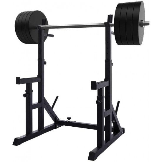 Barbell Rack,220Lbs Max Load Adjustable Squat Stand Dipping Station Weight Bench,Adjustable Squat Rack Dipping Station Dip Stand Barbell Free Bench Press Stands for Home Gym