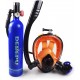 DEDEPU Scuba Cylinder Full Face Diving Mask Size L/XL Scuba Oxygen 1L Tank Blue Color with Manual Oxygen Pump