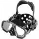 IST ProEar Dive Mask with Ear Covers, Scuba Diving Pressure Equalization Gear, Tempered Glass Twin Lens (Black Silicone)