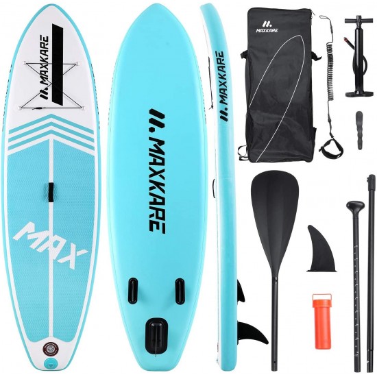 MaxKare Inflatable Stand Up Paddle Board SUP Paddle Board with Premium SUP Accessories & Waterproof Portable Bag Non-Slip Deck Youth & Adult Standing Boat in River Ocean and Lake