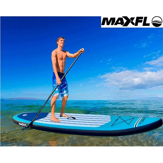 Inflatable Stand Up Paddle Board 10’6” Long 6” Thick | SUP Paddleboard Accessories Carry Backpack | Wide Stance, Bottom Fin Paddling Surf Control, Non-Slip Deck | Youth & Adult Standing Boat Boards