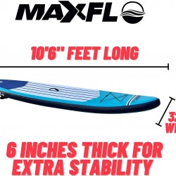 Inflatable Stand Up Paddle Board 10’6” Long 6” Thick | SUP Paddleboard Accessories Carry Backpack | Wide Stance, Bottom Fin Paddling Surf Control, Non-Slip Deck | Youth & Adult Standing Boat Boards