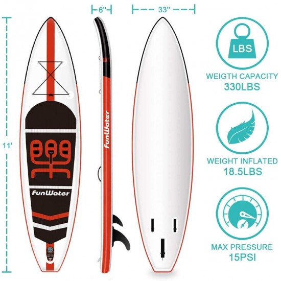 FunWater Inflatable Stand Up Paddle Board 11'×33