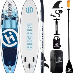 Highpi Inflatable Stand Up Paddle Board 10'6''x32''x6'' SUP with Accessories Backpack Anti-Slip Deck, Leash, Paddle and Hand Pump, Surf Paddle Boards for Youth & Adult