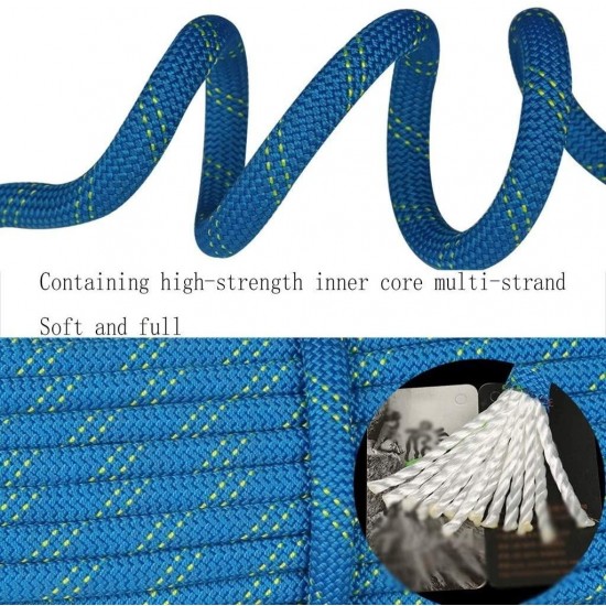 ZHWNGXO Outdoor Climbing Rope 11mm,High Strength Inner Core Camping Rope Soft Low Friction Coefficient (Size : 70m)