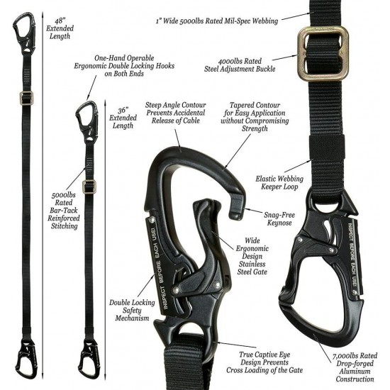 Fusion Climb Tactical Edition Adults Commercial Zip Line Kit Harness/Lanyard Bundle FTK-A-HL-02