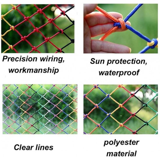 Braided Rope Net Color Rope Net Child Safety Net Outdoor Climbing Net Playground Playground Stadium Isolation Protection Net Climbing Net, Multi-Size Optional
