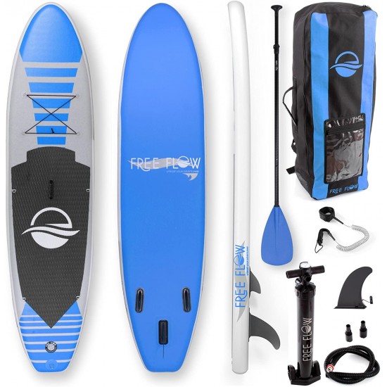 SereneLife Premium Inflatable Stand Up Paddle Board (6 Inches Thick) with SUP Accessories & Carry Bag | Wide Stance, Bottom Fin for Paddling, Surf Control, Non-Slip Deck | Youth & Adult Standing Boat