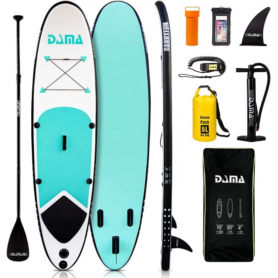 DAMA Youth 10' Inflatable Sup Stand Up Paddle Board, Youth Board, Premium Board Accessories, Floating Paddle, Single Hand Pump, Waterproof Bag, All Round Board