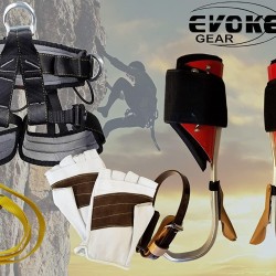 Evoke Gear Tree Climbing Spike Set Aluminum Pole Spurs Climbers, Pro Harness kit + Kevlar Climbing Half Finger Glove