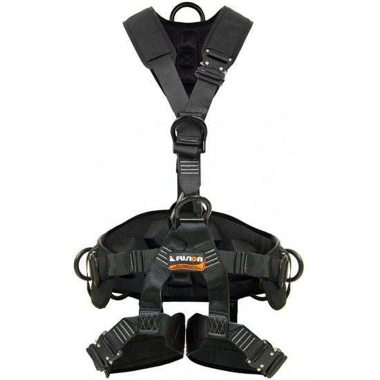 Fusion Climb Tac Rescue Tactical Full Body 3D EVA Padded Heavy Duty Adjustable Zipline Harness 23kN M-L Black