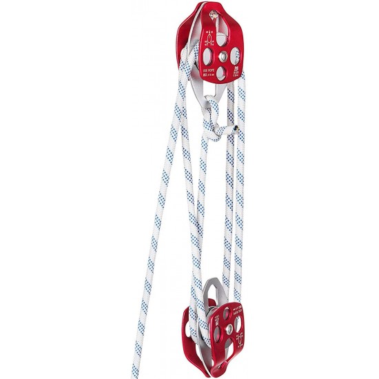 Mophorn Twin Sheave Block and Tackle 2/5-1/2Inch 100-200Ft Twin Sheave Block with Braid Rope 30-35KN 6600-7705LBS Double Pulley Rigging