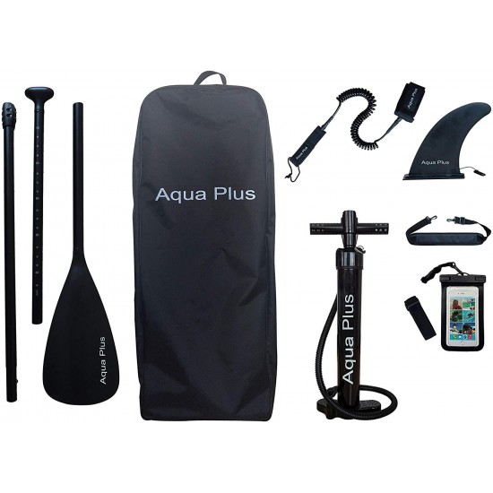 Aqua Plus 10ft6inx33inx6in Inflatable SUP for All Skill Levels Stand Up Paddle Board, Adjustable Paddle,Double Action Pump,ISUP Backpack, Leash, Shoulder Strap,Youth & Adult Inflatable Paddle Board