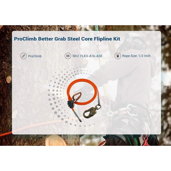 ProClimb Flip Line Kit with Better Grab Adjuster & Aluminum Swivel - 1/2 inch (8 feet - 15 feet)