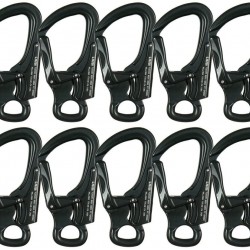 Fusion Climb Tudor Lightweight Aluminum Double Locking Captive Eye Snap Hook Carabiner 32kN Black 10-Pack
