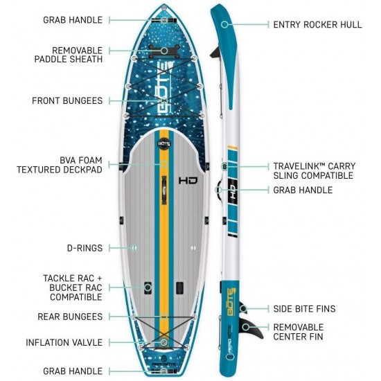 BOTE HD Aero Inflatable Stand Up Paddle Board, SUP with Accessories | Pump, Paddle, Fin & Travel Bag, Native Whale Shark