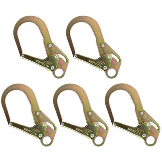 Fusion Climb Infinity High Strength Steel Extra Large Drop Forged Double Lock Rebar Snap Hook 5-Pack