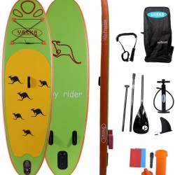 YASKA Children Inflatable Stand Up Paddle Board with SUP, Hand Pump, Adjustable Aluminum Floating Paddle, Repair Kit, Rucksack and Bottom Fin for Paddling