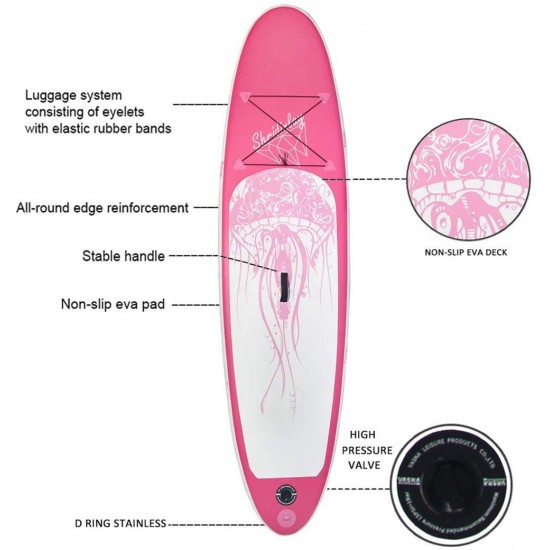 Shridinlay Inflatable Stand Up Paddle Board Surfing SUP Boards, 6 Inches Thick ISUP Boards with Backpack,Adjustable Paddle, Waterproof Bag,Leash,and Hand Pump for All Skill Levels