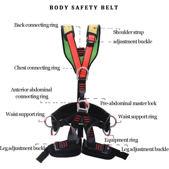 xgfqb Safety Harness, Full Body Climbing Harness, Full Body Fall Protection Equipment, Removable Safety Belt, Personal Protective Equipment, Dorsal Ring Side D-Rings, Climbing, Downhill