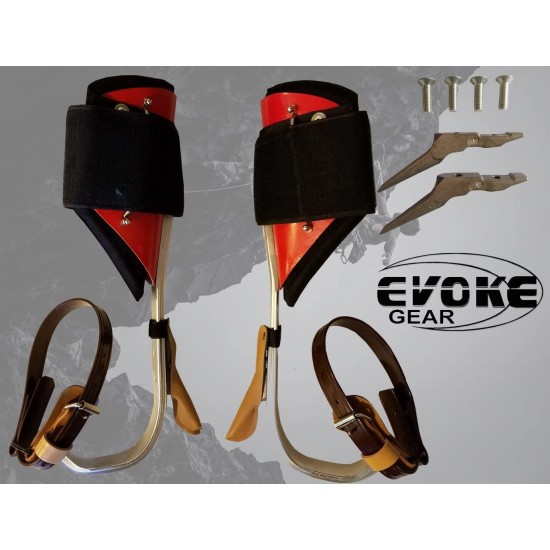 Evoke Grear Tree Climbing Spike Set Aluminum Climbing Spurs Adjustable with Replacement Gaff