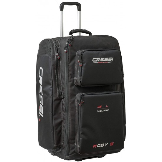 Cressi Strong Large Capacity Roller Luggage Bag 115L with Backpack Straps | Moby 5 designed in Italy