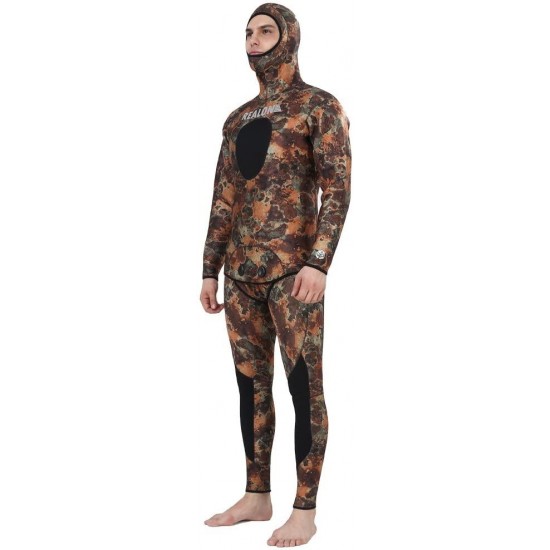 REALON Spearfishing Wetsuit 3mm 5mm Mens Diving Suit 7mm Full Hoodie Camo Scuba Wet Suit