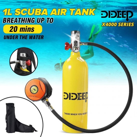 KTZAJO 1L/0.5L Scuba Oxygen Cylinder Diving Air Tank Scuba Diving Respirator Set Snorkeling Breathing Equipment (Color : 0.5L Set A)