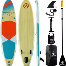 Highpi Inflatable Stand Up Paddle Board 11'x33''x6''W Premium SUP Accessories & Backpack, Wide Stance, Surf Control, Non-Slip Deck, Leash, Paddle and Pump, Standing Boat for Youth & Adult