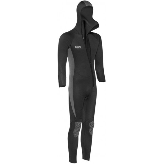 Xinsy Men's and Women's 5MM Neoprene Hooded Wetsuit, Full Body Warm Padded Knee Pads Front Zipper Diving Suit for Snorkeling Scuba Diving Swimming Surfing