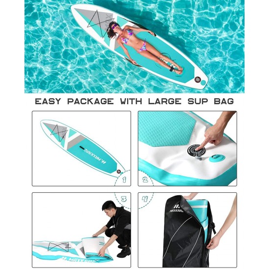 MaxKare Sup Inflatable Stand Up Paddle Board with 10'30''6'' Premium Paddleboard & Bi-Directional Pump & Backpack Portable for Youth Adult Have Fun in River, Oceans and Lakes