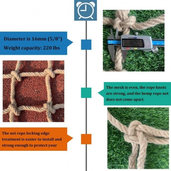 Jute Twine Rope,Decoration Cargo Fencing Patio Banister Netting Outdoor Protective Garden Nets Children Climbing Safety Tree House Handrail Protection Playground Net Heavy Duty Fall Prevention Nets