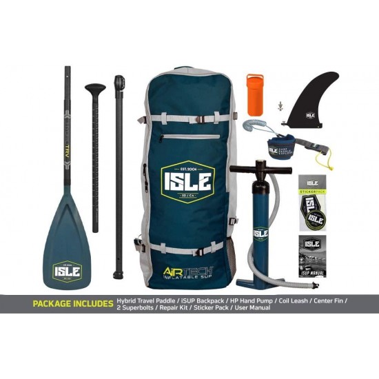 ISLE Explorer (2019 Model) Inflatable Stand Up Paddle Board & iSUP Bundle Accessory Pack — Durable, Lightweight with Stable Wide Stance — 300 Pound Capacity, 11' Long, 6
