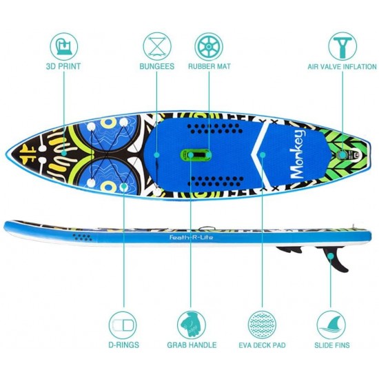 Tuxedo Sailor Inflatable Stand Up Paddle Board Surfboard Ultra-Light (18.9lbs) SUP with Adj Paddle, ISUP Backpack, Pump, Phone Bag, Leash for Adults and Kids of All Levels of Surfing
