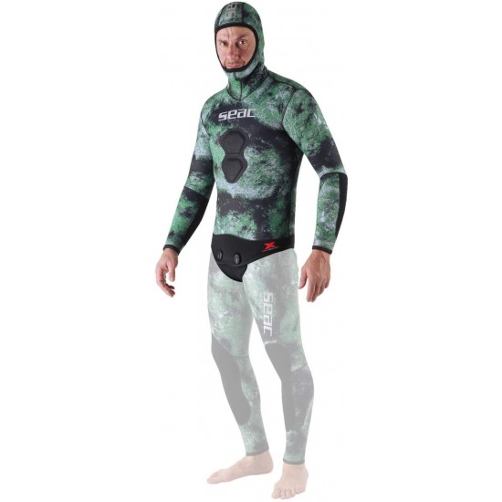 Seac Ghost, Jacket in 5 mm Ultrastretch Neoprene with Incorporated Hood for Freediving and Spearfishing
