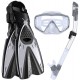 HRXS Snorkeling Suits, Goggles and Flippers Adult Snorkeling mask, All Dry Breathing Tube Diving Equipment Snorkeling Three-Piece,White,ML/XL