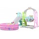 3 in 1 Kids Slide，Toddler Climber and Swing with Basketball Frame, Colorful Music Ball Pool Ocean Ball Climbing Stairs,Unisex, for Indoor and Outdoor Use