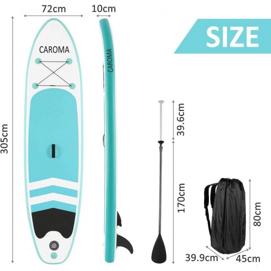 Tooluck Inflatable Stand Up Paddle Board (6 Inches Thick),SUP Accessories Included with Adj Paddle,Hand Pump,Storage bagpack,Bottom Fin for Paddling,Repair Tube,Safety Rope;Size:320x76x15cm