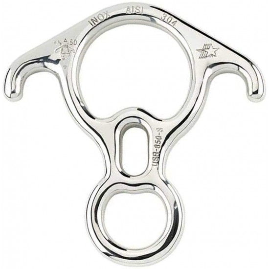 Mr.Safe Rescue Figure 8 Descender - Stainless Steel Belay Device w/Bent-Ears 50 kN