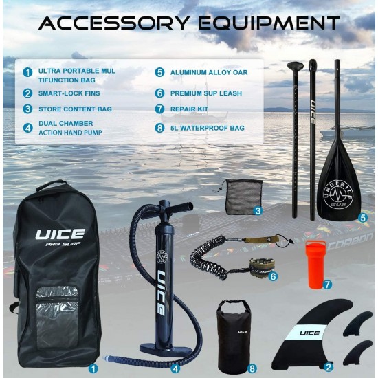 UICE Grey Wood Inflatable Stand Up Paddle Board 11'x33 x6, Unique Classic Design with Premium Standard Accessories Popular Size for Turing, Surfing and Yoga