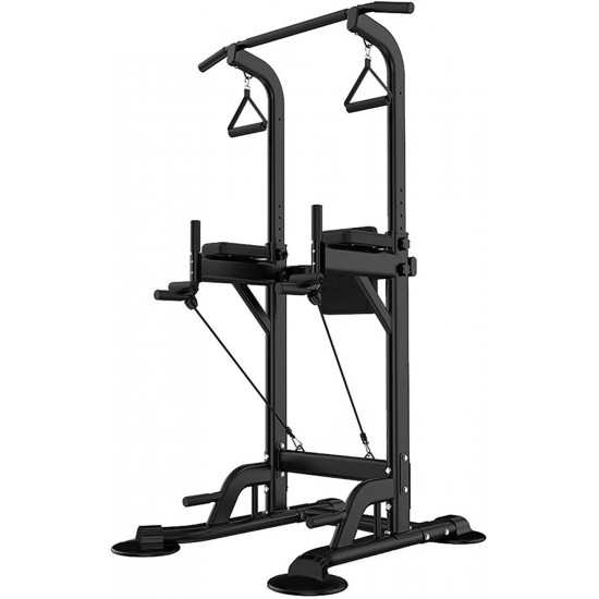 Adjustable Multi-Function Power Tower,Power Tower Dip Station,Pull up Bar Push Up-Weight Capacity with Backrest Workout Dip Station Home Gym Fitness Equipment