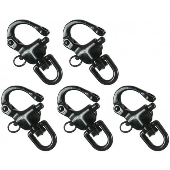Fusion Climb Black Quick Release High Strength Swivel Snap Shackle, 5-Pack