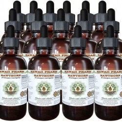 Hawthorn Alcohol-Free Liquid Extract, Hawthorn (Crataegus Laevigata) Dried Leaf and Flower Glycerite Hawaii Pharm Natural Herbal Supplement 15x4 oz